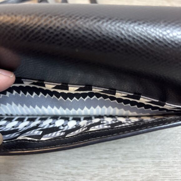 Rare Vera Bradley Black Leather Envelope Adjustable Crossbody Shoulder Bag Purse - Picture 5 of 9